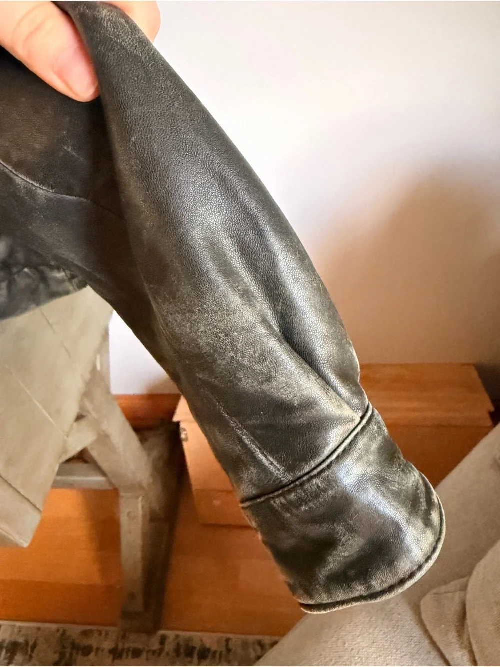 Wilson’s Leather Pelle Studio Black Leather Jacket with Blue Lining